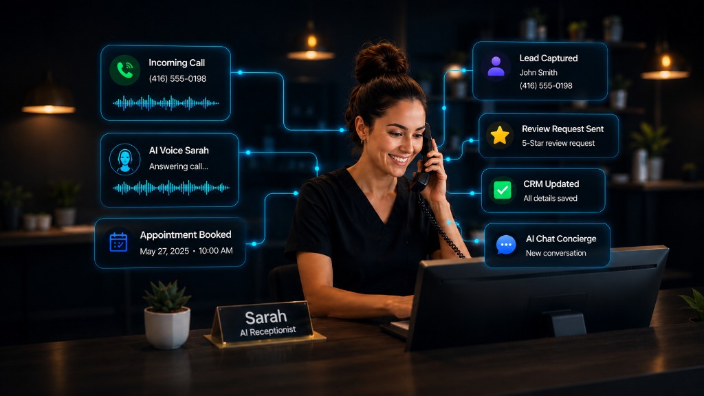 VOOQIO Sarah AI receptionist marketing visual